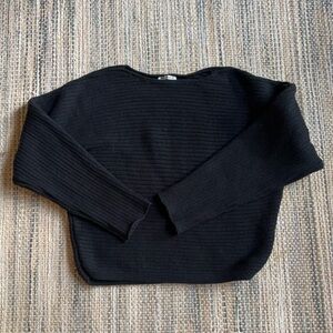 Reformation Black Ribbed Scoop-Neck Sweater